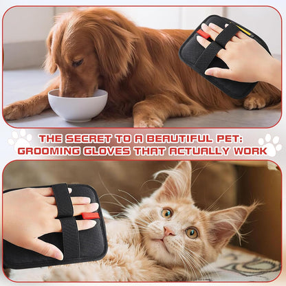 2 Pcs Pet Hair Removal Glovem, Electrostatic Cats and Dogs Pet Hair Removal Tool, Reusable Quick De-Shedding Gloves for Couch, Clothing, Carpet, Furniture, Car Seats