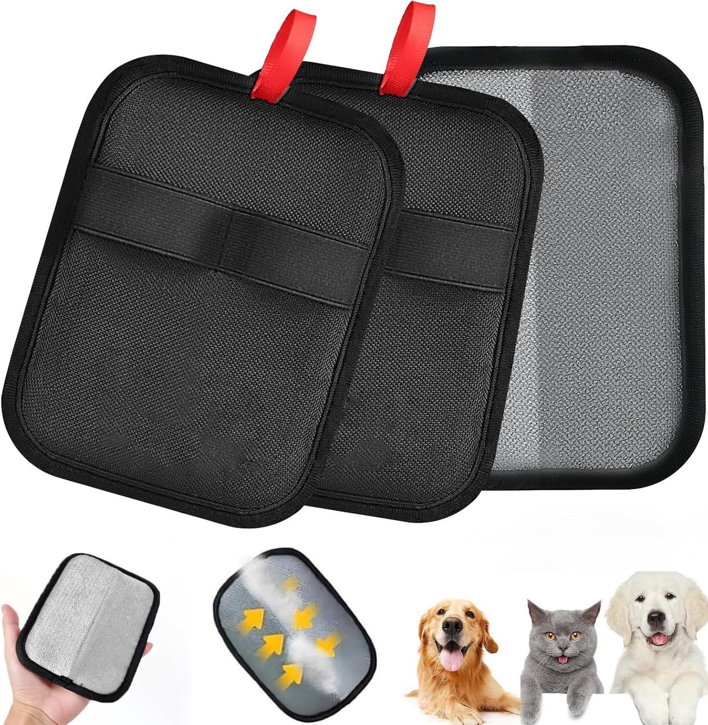 2 Pcs Pet Hair Removal Glovem, Electrostatic Cats and Dogs Pet Hair Removal Tool, Reusable Quick De-Shedding Gloves for Couch, Clothing, Carpet, Furniture, Car Seats