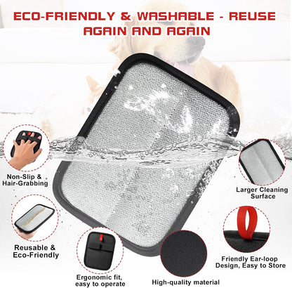 2 Pcs Pet Hair Removal Glovem, Electrostatic Cats and Dogs Pet Hair Removal Tool, Reusable Quick De-Shedding Gloves for Couch, Clothing, Carpet, Furniture, Car Seats