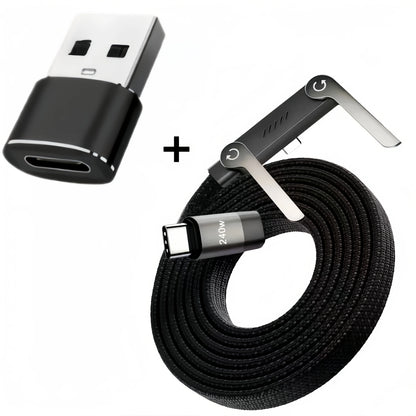 Foldable Charging Cable with Integrated Stand Fast Charging Cable Phone Tablet 240W Ultra-Fast Data Cable Phone Holder
