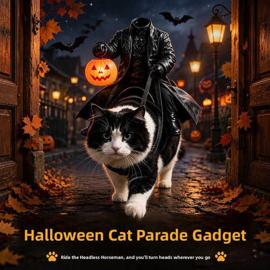 Headless Knight Riding Cat 3D Printed Pumpkin Light Decor