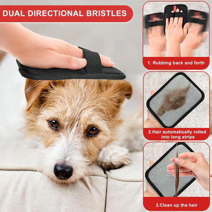 2 Pcs Pet Hair Removal Glovem, Electrostatic Cats and Dogs Pet Hair Removal Tool, Reusable Quick De-Shedding Gloves for Couch, Clothing, Carpet, Furniture, Car Seats